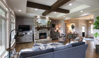 Living Room with exposed beams